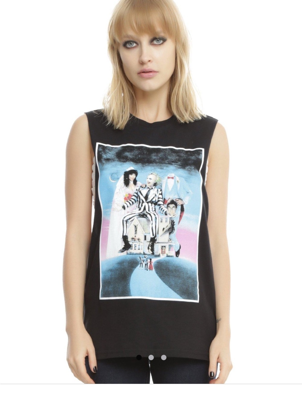 Beetlejuice Black Sleeveless Movie Graphic T-Shirt Tank Top Size S